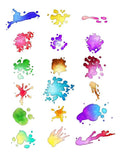 36 Paint Splatters Watercolor Clipart