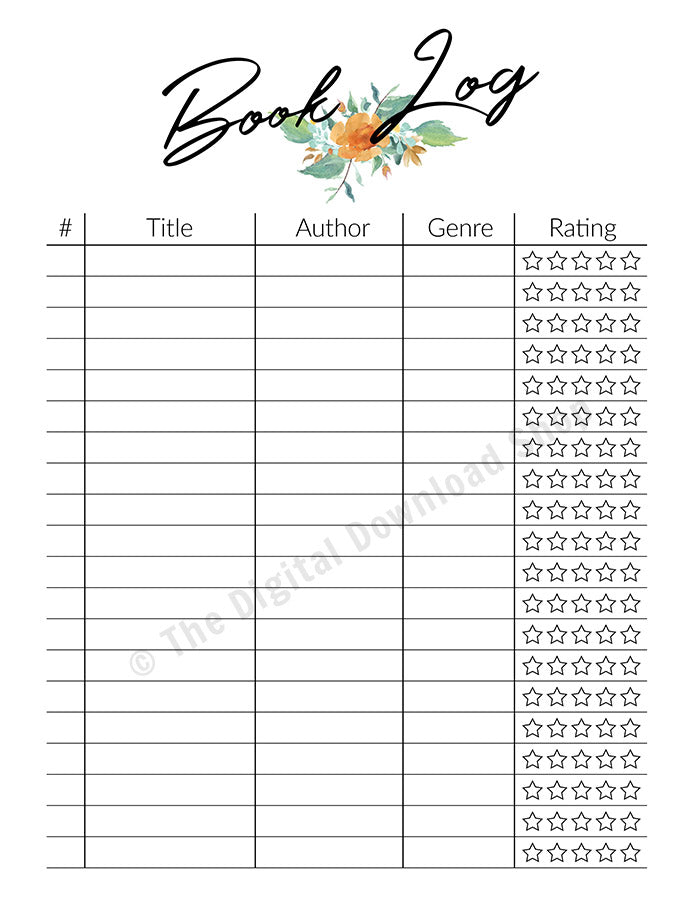 Reading Log Reading Tracker Printable | The Digital Download Shop reading-log-reading-tracker-printable-the-digital-download-shop