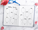 Birthday tracker printable for bullet journals and other planners, with a 2 page layout. Use this birthday planner printable to make sure you never forget about a birthday again!
