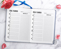 Weekly meal planner + shopping list planner printable for bullet journals and other planners.