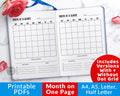Month on One Page Planner Printable
