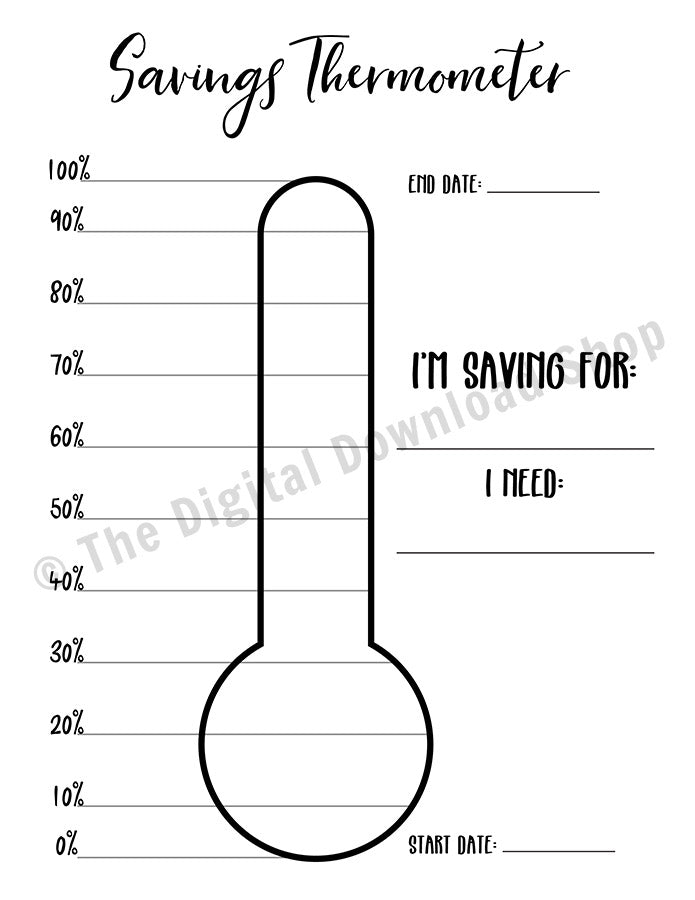 Savings Thermometer Printable | The Digital Download Shop savings-thermometer-printable-the-digital-download-shop