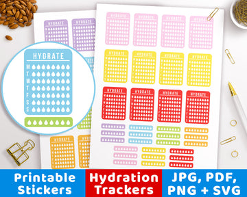 Weekly Hydrate Printable Planner Stickers