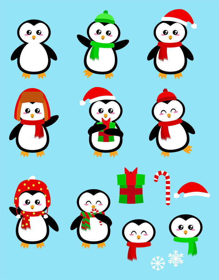 christmas penguins clipart