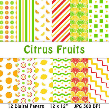 Citrus Fruit Digital Papers