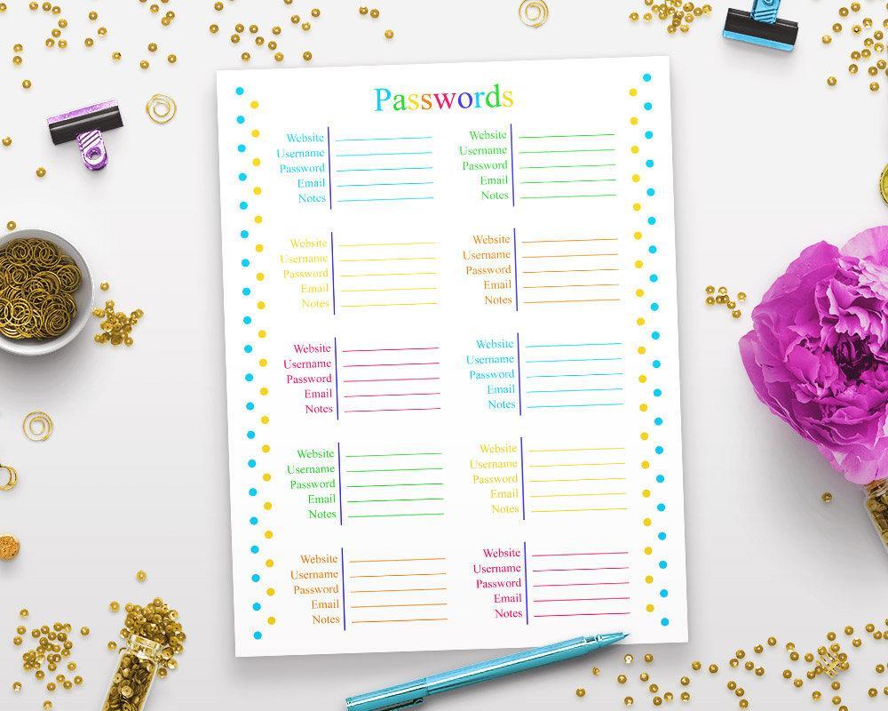 Pasword Tracker, Password Log for Personal Size Planners