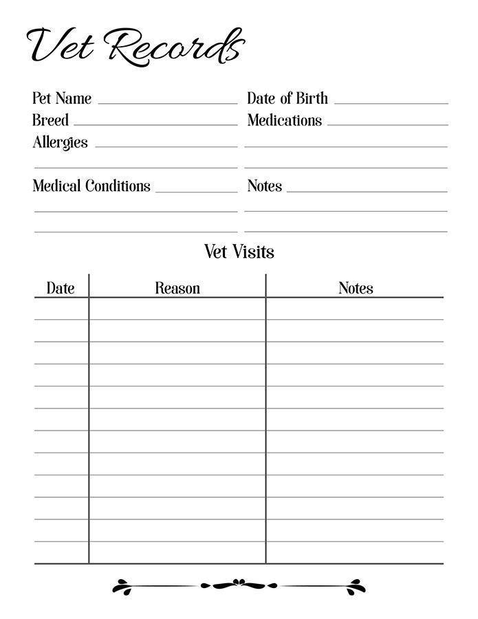 vet-records-printable-the-digital-download-shop for Free Printable Medical Record For Dogs Vet Records Printable | The Digital Download Shop for Free Printable Medical Record For Dogs