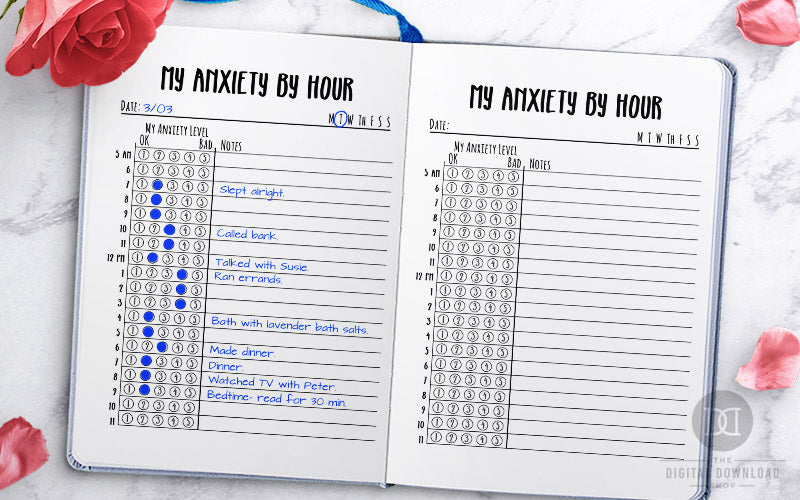 Free Printable Hourly Anxiety Tracker