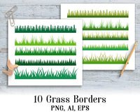10 Grass Borders Clipart - The Digital Download Shop