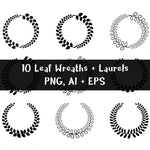 10 Leaf Wreaths and Laurels Clipart - The Digital Download Shop