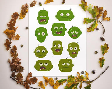10 Zombie Heads Clipart