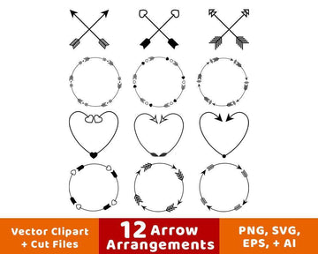 12 Arrow Arrangements Clipart