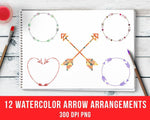 12 Watercolor Arrows Clipart - The Digital Download Shop