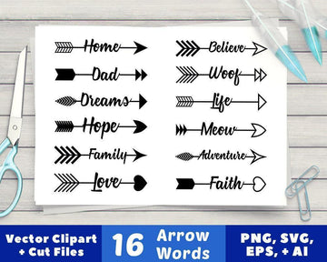 16 Arrow Words Clipart