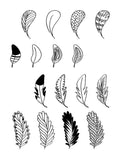 16 Doodle Feathers Clipart