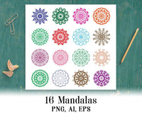 16 Mandalas Lace Doily Clipart - The Digital Download Shop