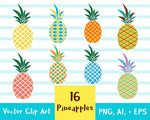 16 Pineapples Clipart - The Digital Download Shop
