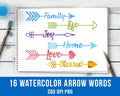 16 Watercolor Arrow Words Clipart