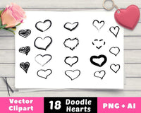 18 Doodle Hearts Clipart - The Digital Download Shop