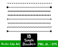 18 Simple Shape Line Dividers Clipart - The Digital Download Shop