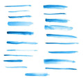 20 Blue Watercolor Brush Strokes Clipart- Thin