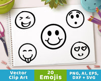 20 Emojis Clipart - The Digital Download Shop