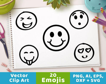 20 Emojis Clipart