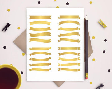20 Gold Banners Clipart