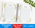 2021 Monthly Planner Printable- Watercolor Greenery