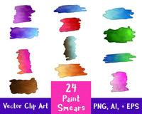 24 Rectangular Paint Smears Clipart - The Digital Download Shop