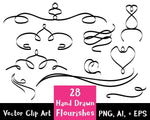 28 Flourishes Clipart - The Digital Download Shop