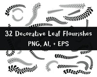 32 Leaf Flourishes Clipart - The Digital Download Shop