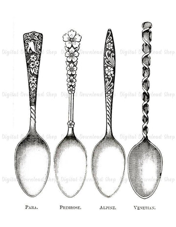 4 Spoons Vintage Image