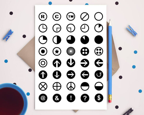 40 Symbols in Circles Clipart - The Digital Download Shop