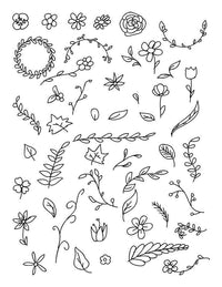48 Floral Doodles Clipart - The Digital Download Shop