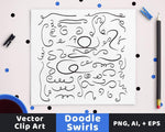 50 Swirls Doodle Clipart - The Digital Download Shop