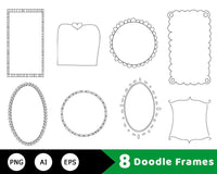 8 Doodle Frames Clipart - The Digital Download Shop