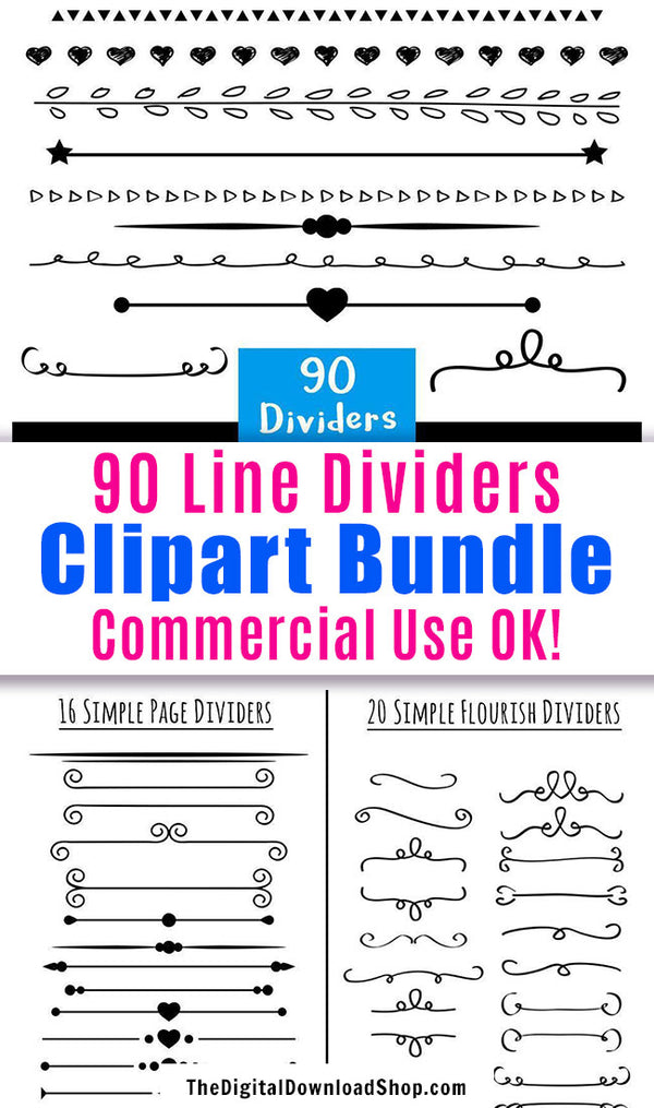 90 digital divider vector clipart images (including many hand drawn graphics) for personal and commercial use!