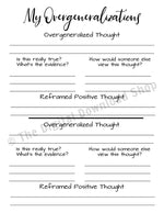 Anxiety Worksheet Printable- Overgeneralized Thought Reframing