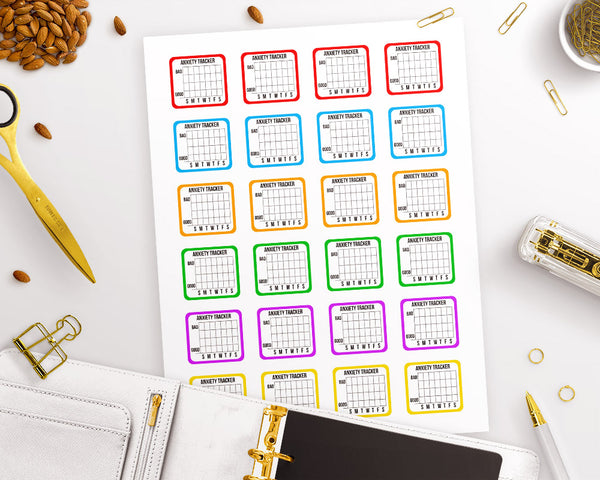 Anxiety Tracker Printable Planner Stickers- The Digital Download Shop