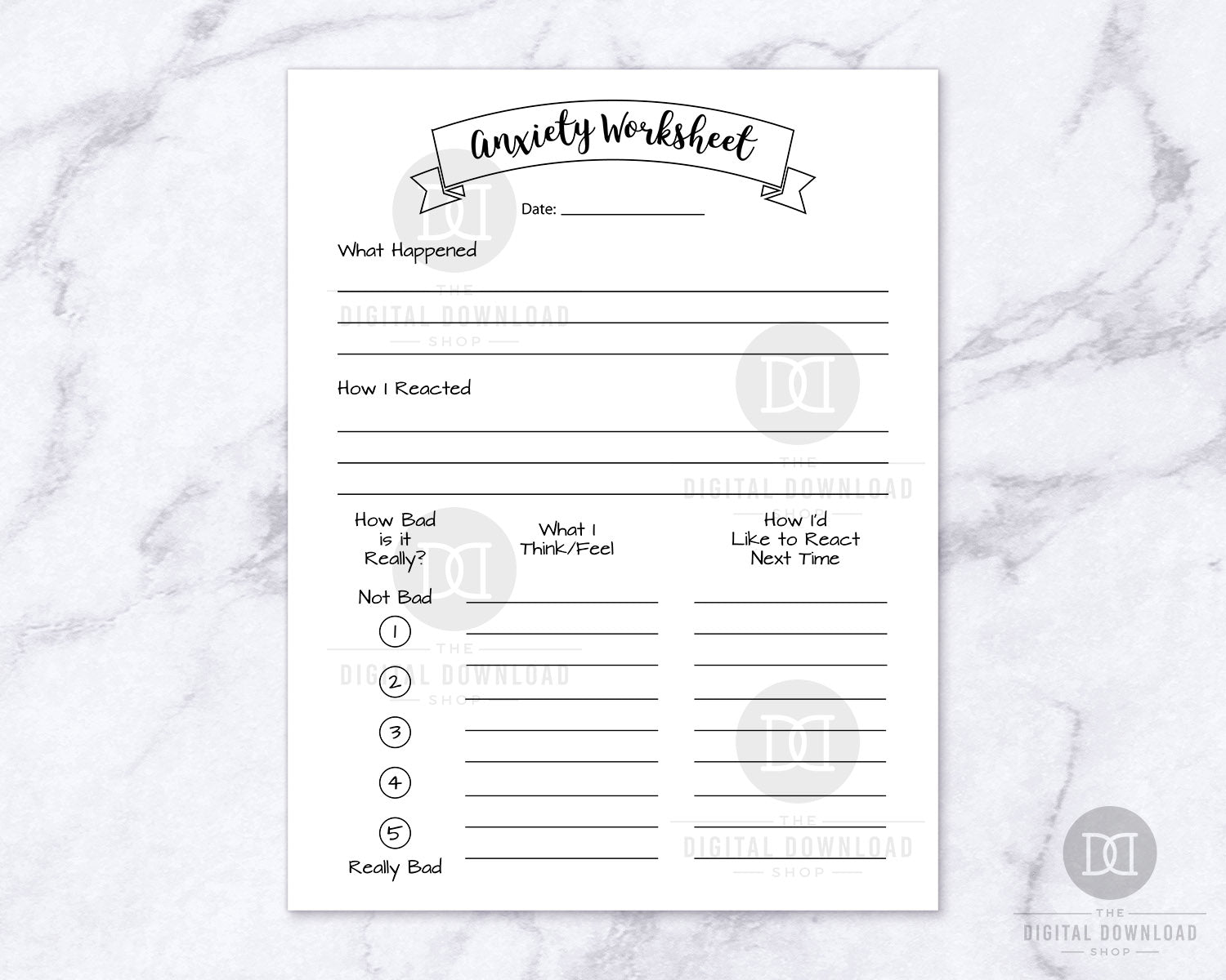 Bullet Journal Anxiety Worksheet Printable | The Digital Download Shop printables-anxiety-worry-the-happiness-planner