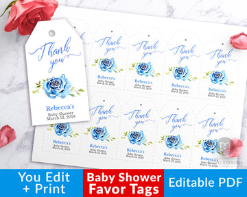 Boy Baby Shower Favor Tags Printable Editable