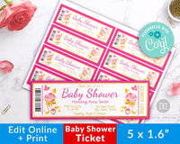 Girl Baby Shower Invite Ticket Template