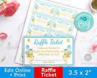 Blue Baby Shower Raffle Ticket Printable *EDIT ONLINE*