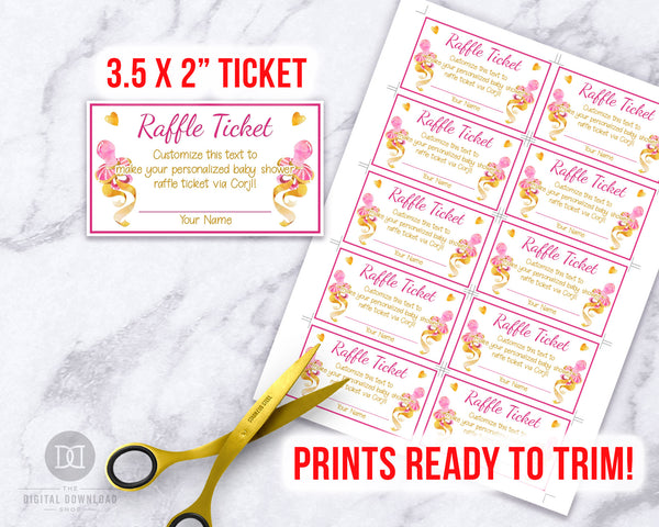 Pink Baby Shower Raffle Ticket Printable