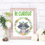 Be Curious Raccoon Nursery Printable- The Digital Download Shop
