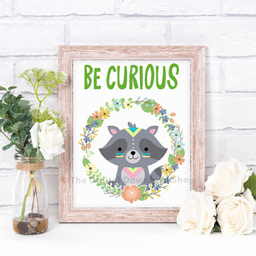Be Curious Raccoon Nursery Printable