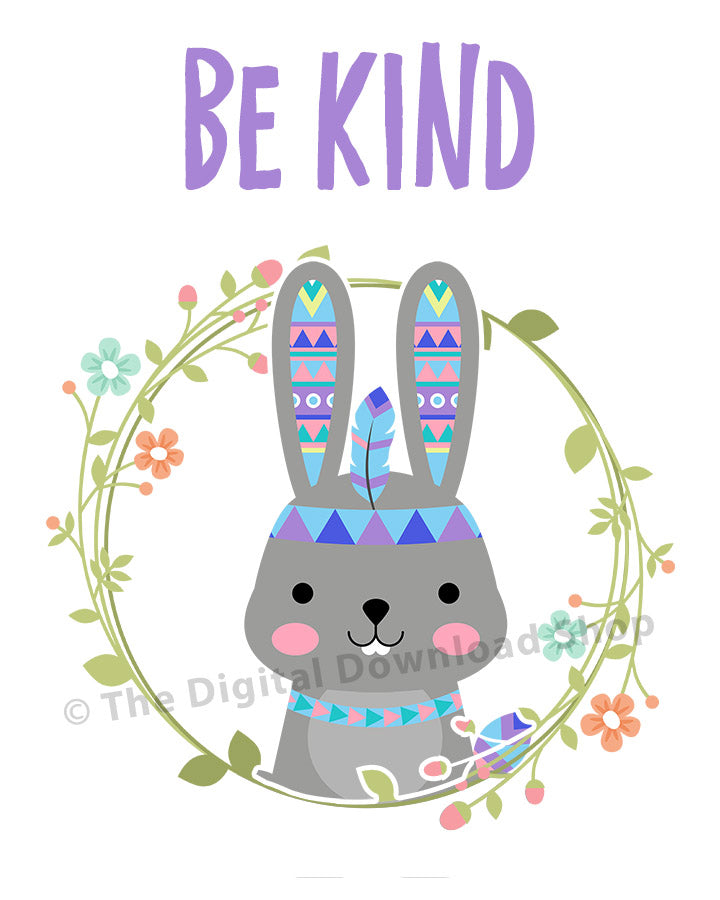 Be Kind Rabbit Nursery Printable | The Digital Download Shop