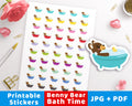 Bath Time Printable Planner Stickers- Benny Bear