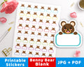Blank Printable Planner Stickers- Benny Bear